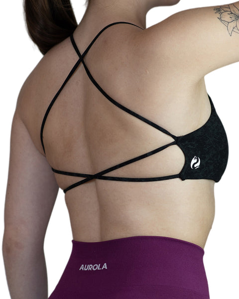 Aurola Workout Strappy Sports Bra with Removable Pads - Earth Green