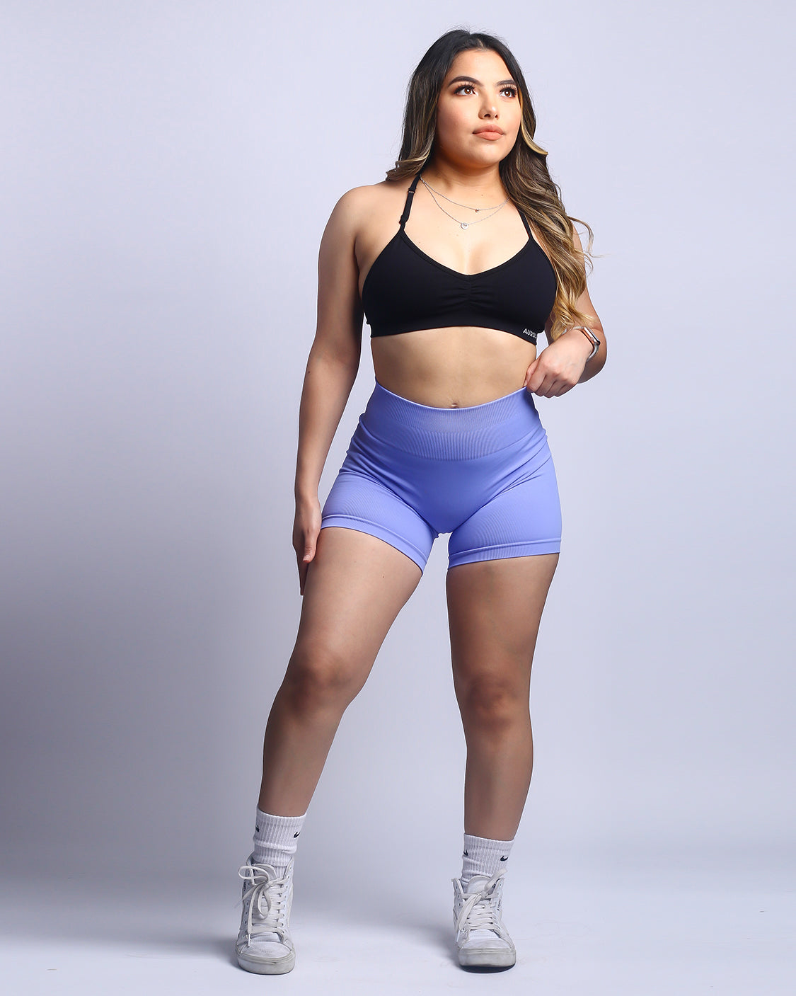 Aurola Black Marl Intensify Workout Shorts Womens Size Large