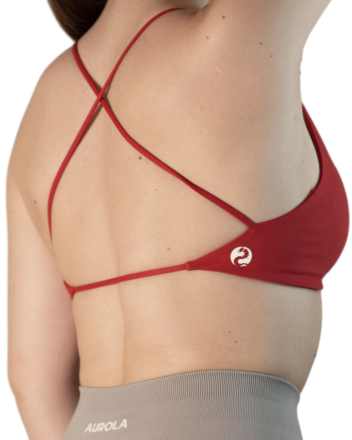 red solids sports bra